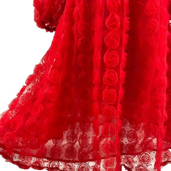 For Love & Lemons Hannah Mini Dress Red Floral Lace Size M NWT - Picture 5 of 8